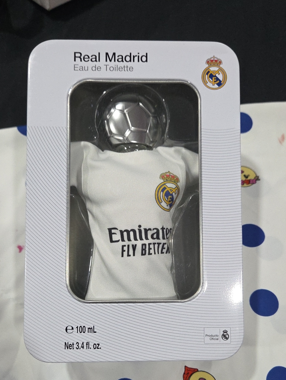 Real Madrid Men’s Eau de Toilette - White/Gold Football Bottle